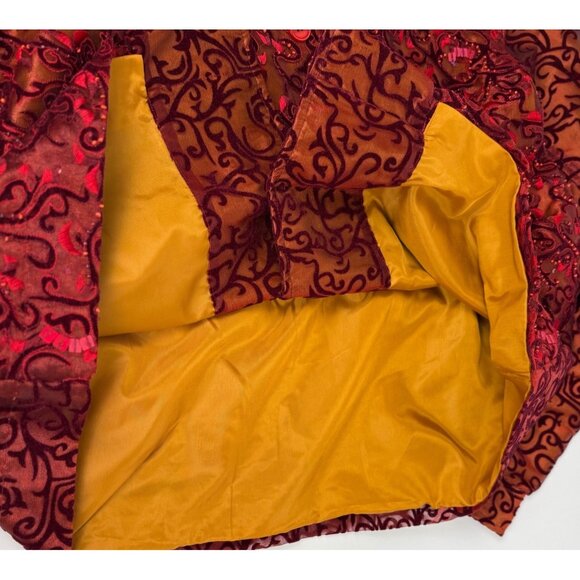 Coldwater Creek Red Tonal Scroll Embellished Jacket Top Button Blazer 1X Vintage - Picture 5 of 5